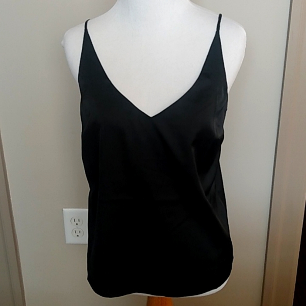 NWT Satin black Banana Republic Factory v-neck Cami Size XSP